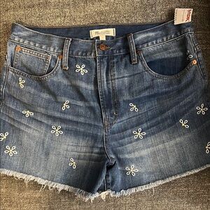 Madewell Denim Shorts with White Embroidery